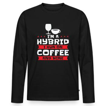 Café Vin Hybride Alcool Addict au café - T-shirt manches longues Premium bio Homme - noir - Devant - Nico (187cm)