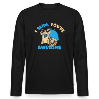 Herpétologie Lézard scinque Faune Reptiles - T-shirt manches longues Premium bio Homme - noir - Devant - Nico (187cm)