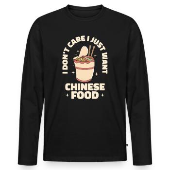 Asiatisch Essen Chinesisch Essen Fan Nudel Foodie - Männer Premium Bio Langarmshirt - Schwarz - Vorne - Nico (187cm)