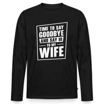 Célibataire Fiancé Mariage Épouse Anniversaire de mariage - T-shirt manches longues Premium bio Homme - noir - Devant - Nico (187cm)