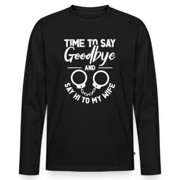 Célibataire Fiancé Mariage Épouse Anniversaire de mariage - T-shirt manches longues Premium bio Homme - noir - Devant - Nico (187cm)