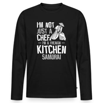 Chef Japanese Samurai Cooking Baking Meals - Men's Premium Organic Long Sleeve Shirt - black - Front - Nico (187cm)