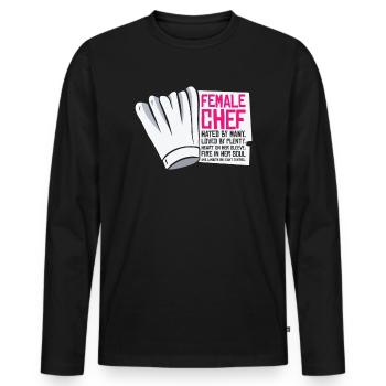 Weiblicher Chefkoch Kochen Mahlzeiten - Männer Premium Bio Langarmshirt - Schwarz - Vorne - Nico (187cm)