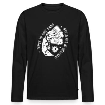 Divination Intuition Tarot Cartes Voyance - T-shirt manches longues Premium bio Homme - noir - Devant - Nico (187cm)