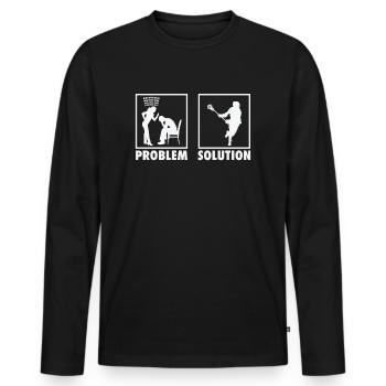 Lacrosse Lacrosse Players Statement Problem - Männer Premium Bio Langarmshirt - Schwarz - Vorne - Nico (187cm)