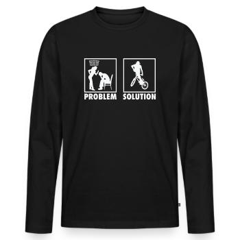 BMX Bikers Statement Problem Solution. - Männer Premium Bio Langarmshirt - Schwarz - Vorne - Nico (187cm)