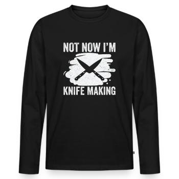 Knifemaking Knife Making Bladesmith Smithing Knife - Men's Premium Organic Long Sleeve Shirt - black - Front - Nico (187cm)