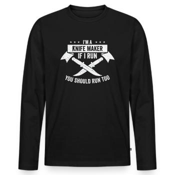 Knifemaking Knife Making Bladesmith Smithing Knife - Men's Premium Organic Long Sleeve Shirt - black - Front - Nico (187cm)