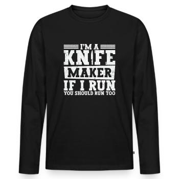 Knifemaking Knife Making Bladesmith Smithing Knife - Men's Premium Organic Long Sleeve Shirt - black - Front - Nico (187cm)
