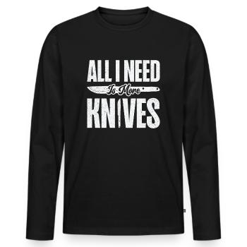 Knifemaking Knife Making Bladesmith Smithing - Men's Premium Organic Long Sleeve Shirt - black - Front - Nico (187cm)