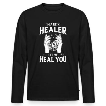 Medicine Reiki Healer Positive Energy - Men's Premium Organic Long Sleeve Shirt - black - Front - Nico (187cm)