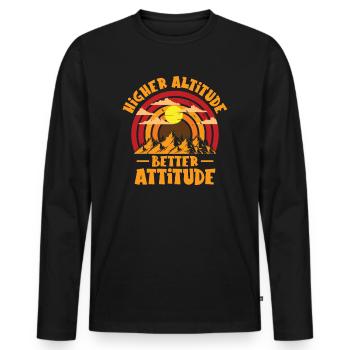 Altitude plus élevée Meilleure attitude Montagnes Randonnée - T-shirt manches longues Premium bio Homme - noir - Devant - Nico (187cm)