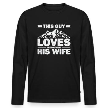 The Mountains are Calling Outdoor Wandern Wanderer - Männer Premium Bio Langarmshirt - Schwarz - Vorne - Nico (187cm)