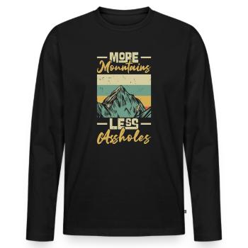More Mountains Less Assholes Berge Wandern - Männer Premium Bio Langarmshirt - Schwarz - Vorne - Nico (187cm)