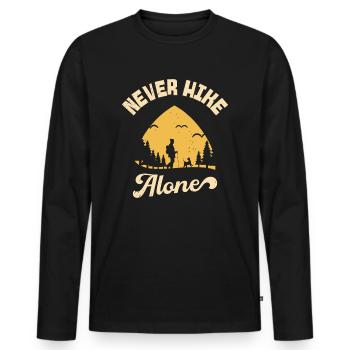 Never Hike Alone Berge Hund Wandern Wanderer - Männer Premium Bio Langarmshirt - Schwarz - Vorne - Nico (187cm)