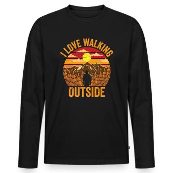 I Love Walking Outside Outdoor Mountain Hiking - Men's Premium Organic Long Sleeve Shirt - black - Front - Nico (187cm)