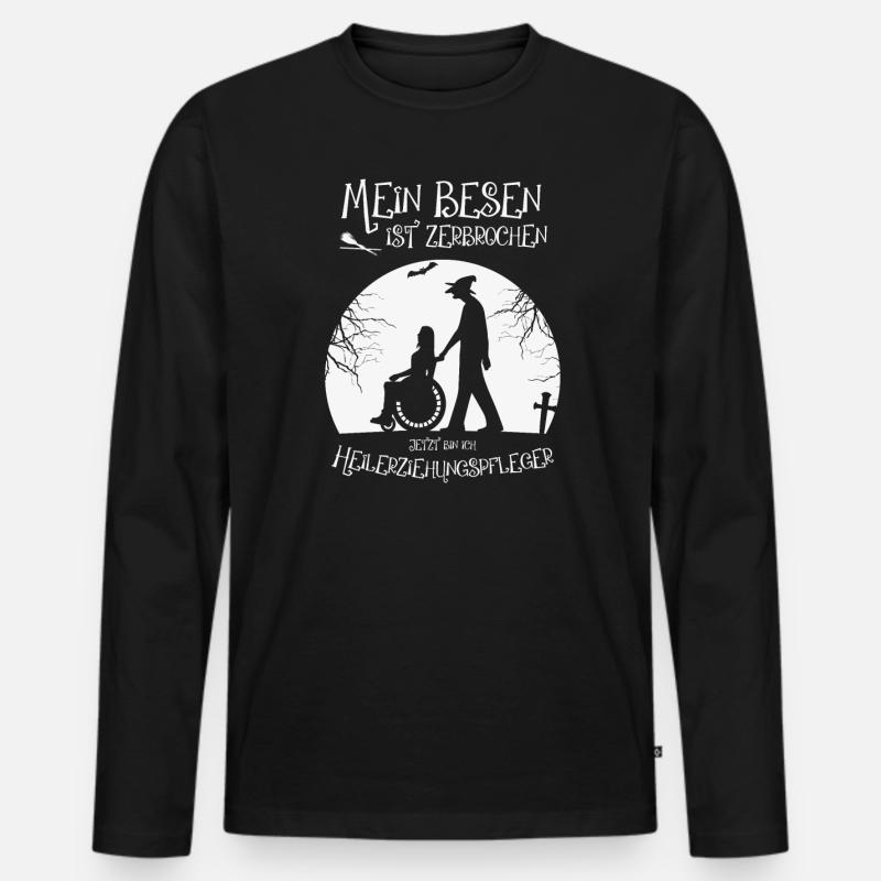 Heilerziehungspfleger HEP Halloween soziale Berufe - Männer Premium Bio Langarmshirt - Schwarz