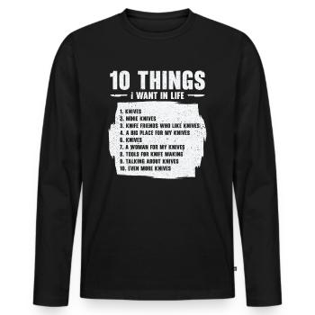 Knifemaking Knife Making Bladesmith Smithing Knife - Men's Premium Organic Long Sleeve Shirt - black - Front - Nico (187cm)