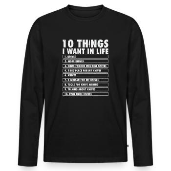 Messer Selbst Schmieden Damast Stahl Schmied - Männer Premium Bio Langarmshirt - Schwarz - Vorne - Nico (187cm)