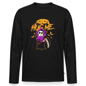 Hug Me Classic Skull of Death Creepy Skeleton - Men's Premium Organic Long Sleeve Shirt - black - Front - Nico (187cm)