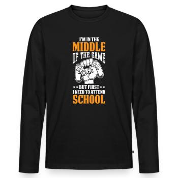 Les enfants retournent à l’école au milieu du jeu Assister - T-shirt manches longues Premium bio Homme - noir - Devant - Nico (187cm)