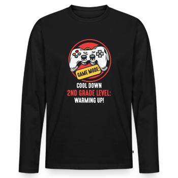 Kids Back to School Gamer Mode 2nd Grade Level - Männer Premium Bio Langarmshirt - Schwarz - Vorne - Nico (187cm)