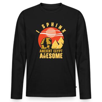 Egyptian Myth Ancient Hieroglyphs Symbols - Men's Premium Organic Long Sleeve Shirt - black - Front - Nico (187cm)