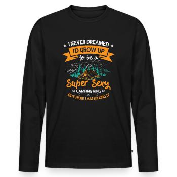 Camping Camper Outdoor Mountain Camping Place - Men's Premium Organic Long Sleeve Shirt - black - Front - Nico (187cm)