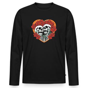 True Love Last Gothic Bones Skeleton Roses Death - Men's Premium Organic Long Sleeve Shirt - black - Front - Nico (187cm)