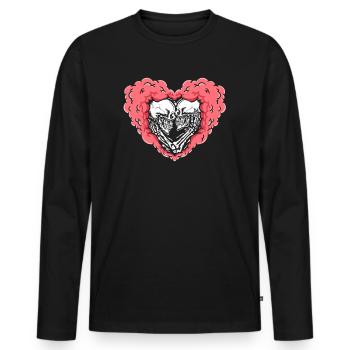 True Love Last Gothic Bones Skeleton Roses Death - Men's Premium Organic Long Sleeve Shirt - black - Front - Nico (187cm)