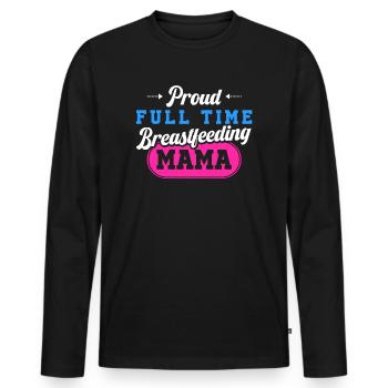 L’allaitement normalise la fière mère qui allaite à temps plein - T-shirt manches longues Premium bio Homme - noir - Devant - Nico (187cm)