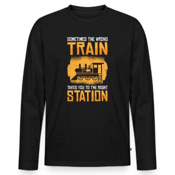 Train Transportation Train Lover Train Station - Men's Premium Organic Long Sleeve Shirt - black - Front - Nico (187cm)