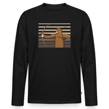 Traditional Archery Bigfoot Archer Arrow Bow - Men's Premium Organic Long Sleeve Shirt - black - Front - Nico (187cm)