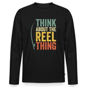 Pensez au passe-temps de pêche Reel Thing - T-shirt manches longues Premium bio Homme - noir - Devant - Nico (187cm)