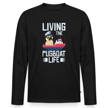 Schlepper Mopsboot Leben Segeln Mops Eigner Boot - Männer Premium Bio Langarmshirt - Schwarz - Vorne - Nico (187cm)