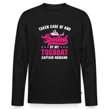 Tugboat Spoiled Tugboat Captain Ehemann Segeln - Männer Premium Bio Langarmshirt - Schwarz - Vorne - Nico (187cm)
