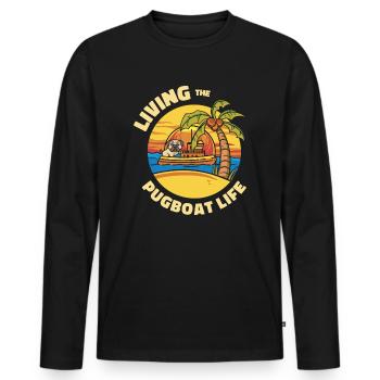 Schlepper Mopsboot Leben Segeln Mops Eigner Boot - Männer Premium Bio Langarmshirt - Schwarz - Vorne - Nico (187cm)