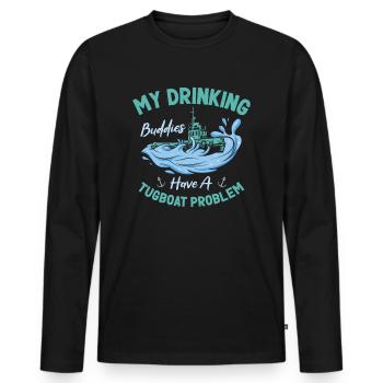 Tugboat Drinking Buddies Alcohol Tugboat Captain - Men's Premium Organic Long Sleeve Shirt - black - Front - Nico (187cm)