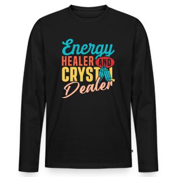 Médecine énergétique Guérison Cristaux d’énergie positive - T-shirt manches longues Premium bio Homme - noir - Devant - Nico (187cm)