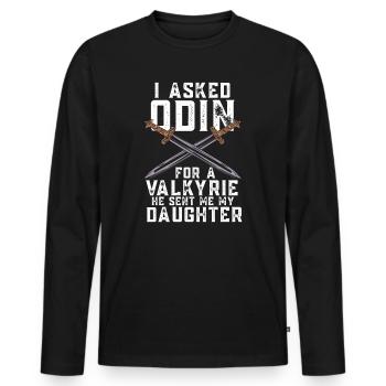 I Ask Odin For A Valkyre Viking Nordic Myth - Men's Premium Organic Long Sleeve Shirt - black - Front - Nico (187cm)