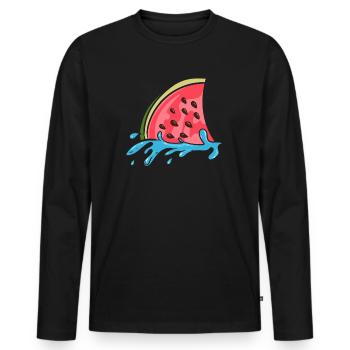Aileron de requin comme pastèque - T-shirt manches longues Premium bio Homme - noir - Devant - Nico (187cm)