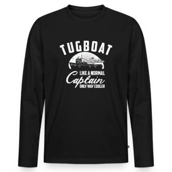 Tugboat Watercraft Cool Tugboat Captain Sailing - Men's Premium Organic Long Sleeve Shirt - black - Front - Nico (187cm)