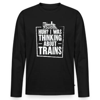 Zuglokomotive Transport Eisenbahnbegeisterte - Männer Premium Bio Langarmshirt - Schwarz - Vorne - Nico (187cm)