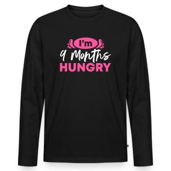 Annonce de grossesse drôle révéler que je suis - T-shirt manches longues Premium bio Homme - noir - Devant - Nico (187cm)