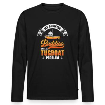 Tugboat Drinking Buddies Alcohol Tugboat Captain - Men's Premium Organic Long Sleeve Shirt - black - Front - Nico (187cm)