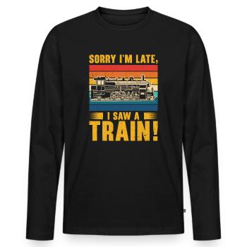 Train Locomotive Hobby Trainspotting Railfan - Men's Premium Organic Long Sleeve Shirt - black - Front - Nico (187cm)
