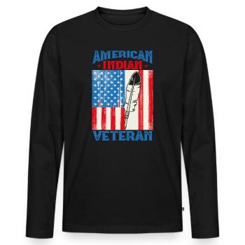Native American Indian Indigenous Pride History - Männer Premium Bio Langarmshirt - Schwarz - Vorne - Nico (187cm)
