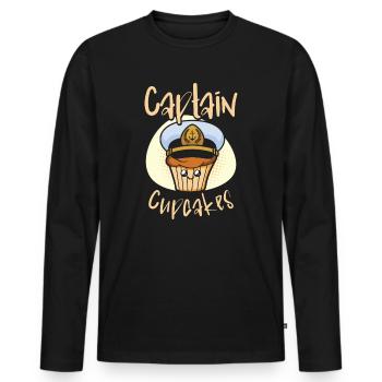 Équipe de boulangerie Capitaine Cupcakes Baker Chef pâtissier - T-shirt manches longues Premium bio Homme - noir - Devant - Nico (187cm)