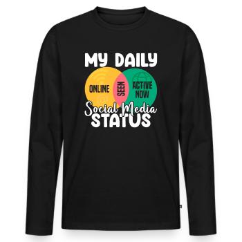 My Daily Social Media Status Venn Diagram Shirt - Men's Premium Organic Long Sleeve Shirt - black - Front - Nico (187cm)