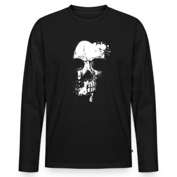 Skull Head and Scarf Gothic Bones Aesthetic Dark - Men's Premium Organic Long Sleeve Shirt - black - Front - Nico (187cm)